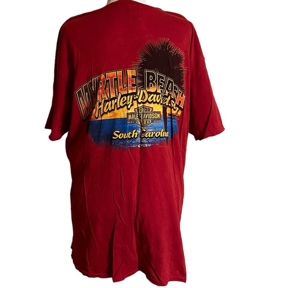 Red Harley Davidson Myrtle Beach South Carolina T-Shirt - Picture 3 of 7